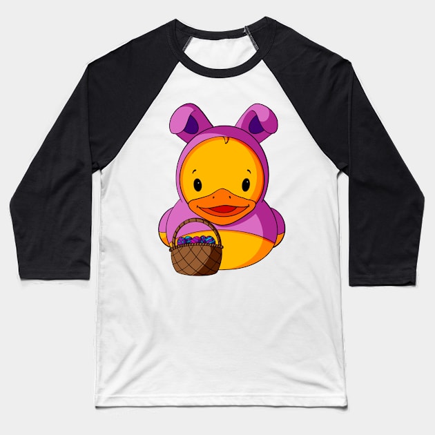 Easter Bunny Costume Rubber Duck Baseball T-Shirt by Alisha Ober Designs